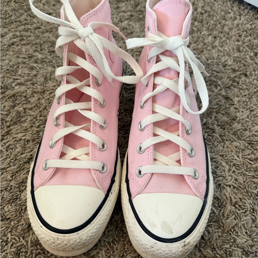 Pink High-Top Platform Converse Shoes